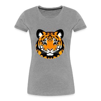 Comic Tiger Mignon Drôle Cool Dessin animé 9 - T-shirt bio Premium Femme - gris chiné - Devant - Mia (176cm)
