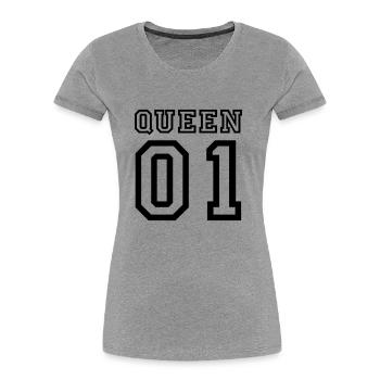 Romantic "Queen 01" Partner Hoodie Color Change - Women's Premium Organic T-Shirt - heather grey - Front - Mia (176cm)