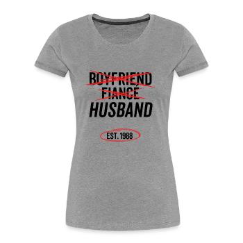 Boyfriend Fiancé Husband Est 1988 - Women's Premium Organic T-Shirt - heather grey - Front - Mia (176cm)