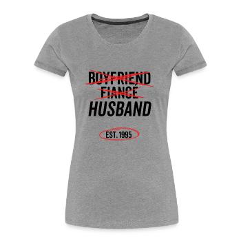 Boyfriend Fiancé Husband Est 1995 - Women's Premium Organic T-Shirt - heather grey - Front - Mia (176cm)