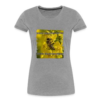 Bienen und Blüten sind miteinander verbunden - Frauen Premium Bio T-Shirt - Grau meliert - Vorne - Mia (176cm)