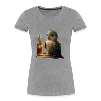 Sweet parrot with beer - Women's Premium Organic T-Shirt - heather grey - Front - Mia (176cm)
