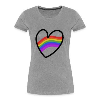 LGBTQ+ Heart Regenbogenfahne - Frauen Premium Bio T-Shirt - Grau meliert - Vorne - Mia (176cm)