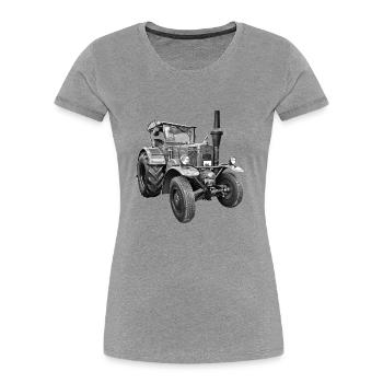 Bulldog - Frauen Premium Bio T-Shirt - Grau meliert - Vorne - Mia (176cm)