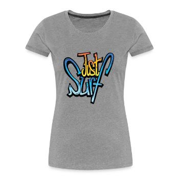 JUST SURF T SHIRTS - T-shirt bio Premium Femme - gris chiné - Devant - Mia (176cm)