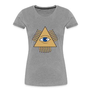 Pyramide de l’œil - T-shirt bio Premium Femme - gris chiné - Devant - Mia (176cm)