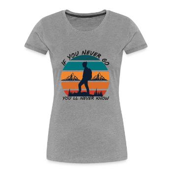 Trevel NOW - Frauen Premium Bio T-Shirt - Grau meliert - Vorne - Mia (176cm)