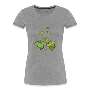 Efeu (Hedera helix) - Frauen Premium Bio T-Shirt - Grau meliert - Vorne - Mia (176cm)