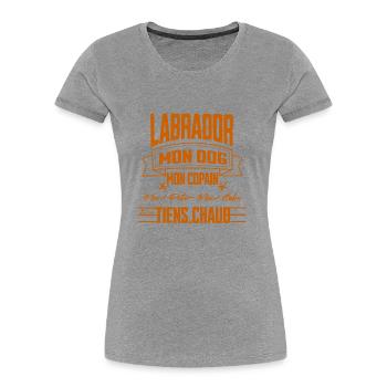 "Labrador T-shirt My Buddy" CO - Women's Premium Organic T-Shirt - heather grey - Front - Mia (176cm)