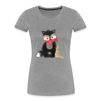 Raccoon with Comforter - Women's Premium Organic T-Shirt - heather grey - Front - Mia (176cm)