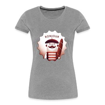 Französischer Bonjour - Frauen Premium Bio T-Shirt - Grau meliert - Vorne - Mia (176cm)