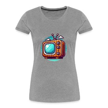 TV télévision rétro - T-shirt bio Premium Femme - gris chiné - Devant - Mia (176cm)