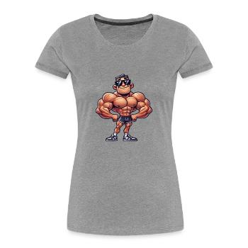 bodybuilder cool - Frauen Premium Bio T-Shirt - Grau meliert - Vorne - Mia (176cm)