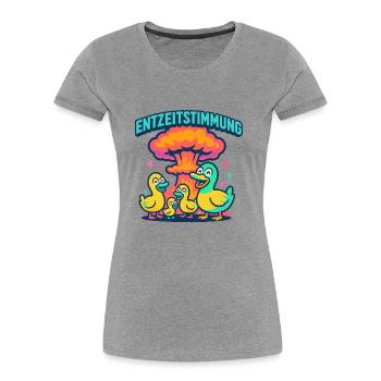 Entzeitstimmung - Frauen Premium Bio T-Shirt - Grau meliert - Vorne - Mia (176cm)