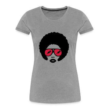 afro girl 2farbig - Women's Premium Organic T-Shirt - heather grey - Front - Mia (176cm)