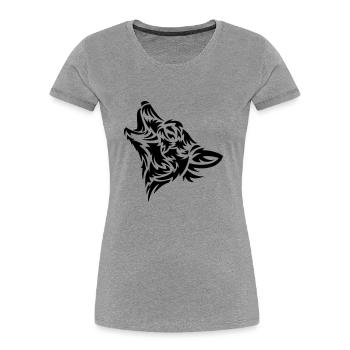 Wolf Tribal - Frauen Premium Bio T-Shirt - Grau meliert - Vorne - Mia (176cm)