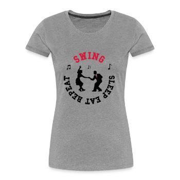 Swing - Eat - Sleep - Repeat - T-shirt bio Premium Femme - gris chiné - Devant - Mia (176cm)