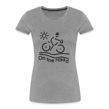 On the ro(a)d - Frauen Premium Bio T-Shirt - Grau meliert - Vorne - Mia (176cm)