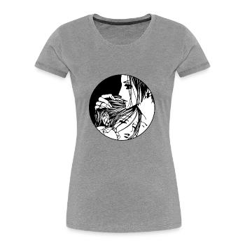 Nana - Manga - Frauen Premium Bio T-Shirt - Grau meliert - Vorne - Mia (176cm)