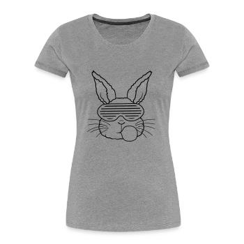 Lapin chewing-gum bubble cool - T-shirt bio Premium Femme - gris chiné - Devant - Mia (176cm)