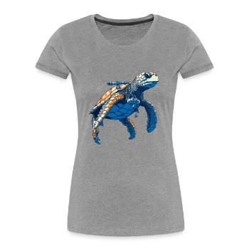 La tortue de mer en tant que plongeuse - T-shirt bio Premium Femme - gris chiné - Devant - Mia (176cm)