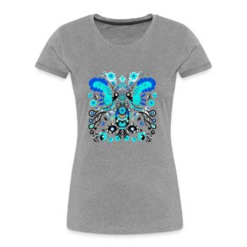 Blaue Vintage-Vögel - Frauen Premium Bio T-Shirt - Grau meliert - Vorne - Mia (176cm)