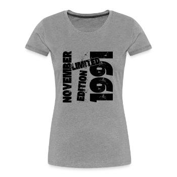 NOVEMBER 1991 LIMITIERTE AUFLAGE - Frauen Premium Bio T-Shirt - Grau meliert - Vorne - Mia (176cm)
