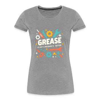 Fett ist nur ein Mechaniker-Glitzer - Frauen Premium Bio T-Shirt - Grau meliert - Vorne - Mia (176cm)