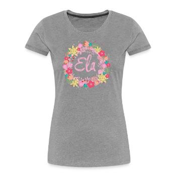ela ,blumen,blumenkranz,floral,illustration - Frauen Premium Bio T-Shirt - Grau meliert - Vorne - Mia (176cm)