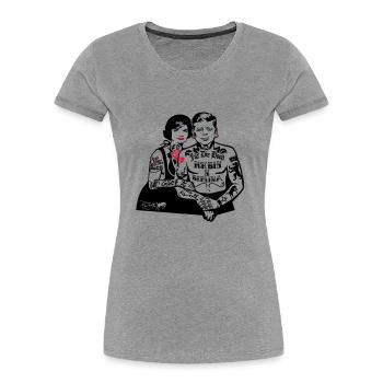 For The Hood - Berlin (for light backgrounds) - Women's Premium Organic T-Shirt - heather grey - Front - Mia (176cm)