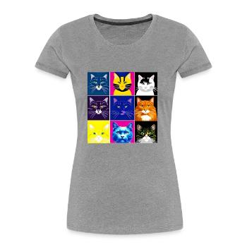 A008 - Frauen Premium Bio T-Shirt - Grau meliert - Vorne - Mia (176cm)