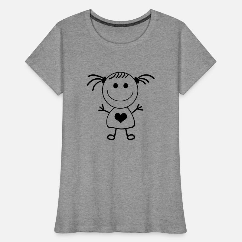 Mädchen Strichmännchen Frauen Premium Bio T-Shirt
