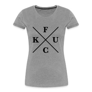 f u c k - Frauen Premium Bio T-Shirt - Grau meliert - Vorne - Mia (176cm)