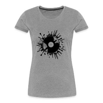 Gouttes de taches de couleur de disque vinyle - T-shirt bio Premium Femme - gris chiné - Devant - Mia (176cm)