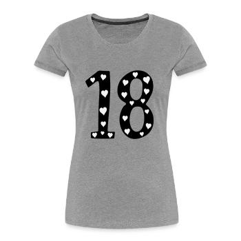 18 Birthday Heart - Women's Premium Organic T-Shirt - heather grey - Front - Mia (176cm)