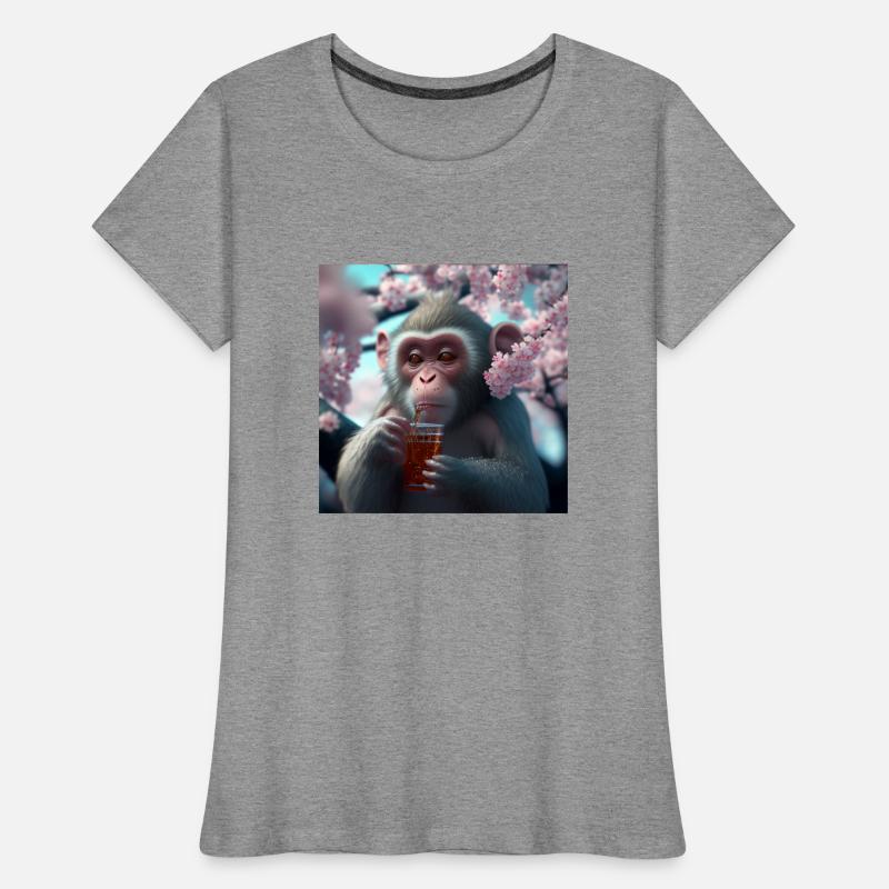 Monkey with drink gift Women's Premium Organic T-Shirt