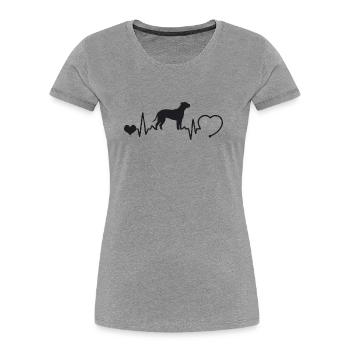 Bullmastiff mit Herzschlag - Frauen Premium Bio T-Shirt - Grau meliert - Vorne - Mia (176cm)