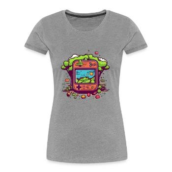 Retro-Videospiel - Frauen Premium Bio T-Shirt - Grau meliert - Vorne - Mia (176cm)