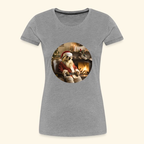 Weihnachtsmannfaultier vor Kamin - Frauen Premium Bio T-Shirt