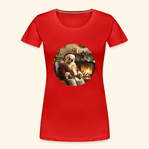 Weihnachtsmannfaultier vor Kamin - Frauen Premium Bio T-Shirt