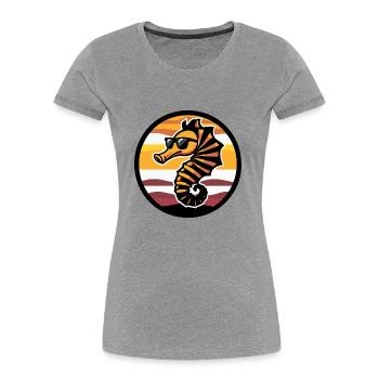 Hippocampe Bande dessinée cool - T-shirt bio Premium Femme - gris chiné - Devant - Mia (176cm)