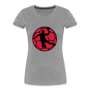 Handball - Frauen Premium Bio T-Shirt - Grau meliert - Vorne - Mia (176cm)