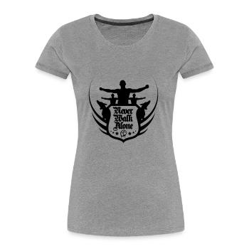 neverwalkalone2 - T-shirt bio Premium Femme - gris chiné - Devant - Mia (176cm)