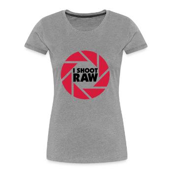 I shoot RAW - schwarz - Frauen Premium Bio T-Shirt - Grau meliert - Vorne - Mia (176cm)