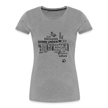 australia word cloud - Frauen Premium Bio T-Shirt - Grau meliert - Vorne - Mia (176cm)