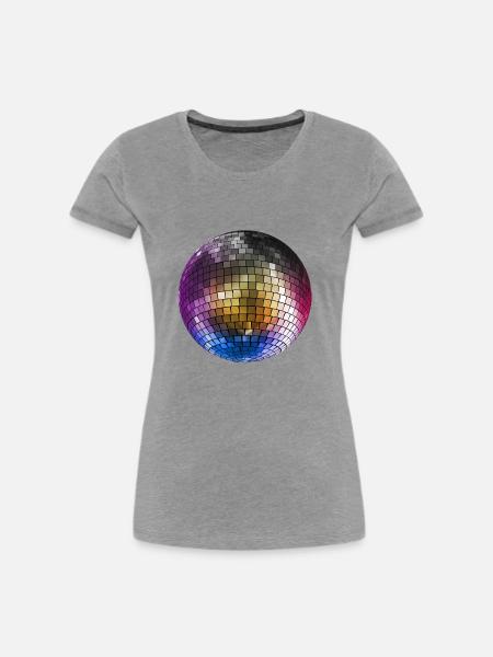 Diskokugel Mirrorball farbig - Frauen Premium Bio T-Shirt - Grau meliert