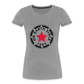 on earth since 1965 (uk) - Women's Premium Organic T-Shirt - heather grey - Front - Mia (176cm)