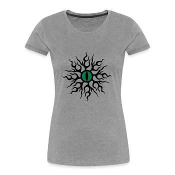 Drachenauge, Dragon Eye, Tattoo Style, Drache Auge - Frauen Premium Bio T-Shirt - Grau meliert - Vorne - Mia (176cm)
