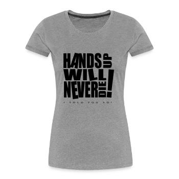 HUWND Logo Klassic - Frauen Premium Bio T-Shirt - Grau meliert - Vorne - Mia (176cm)