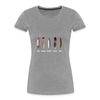 Federn Eichelhäher Falke Elster Grünspecht Taube - Frauen Premium Bio T-Shirt - Grau meliert - Vorne - Mia (176cm)